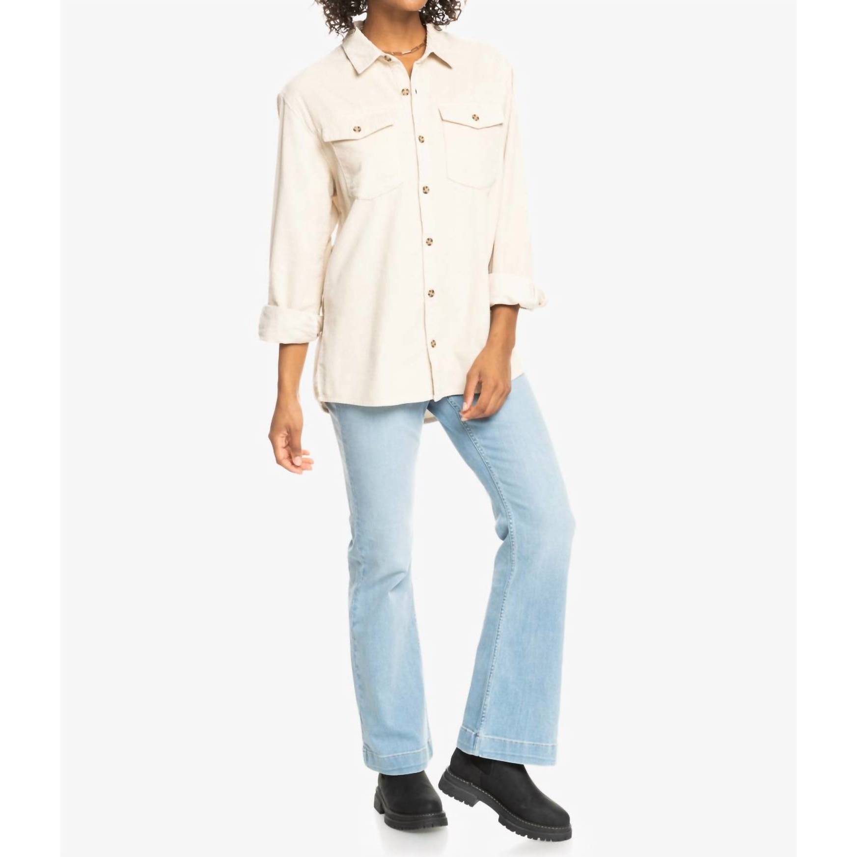 New Roxy Let It Go Cord Woven Top In Tapioca